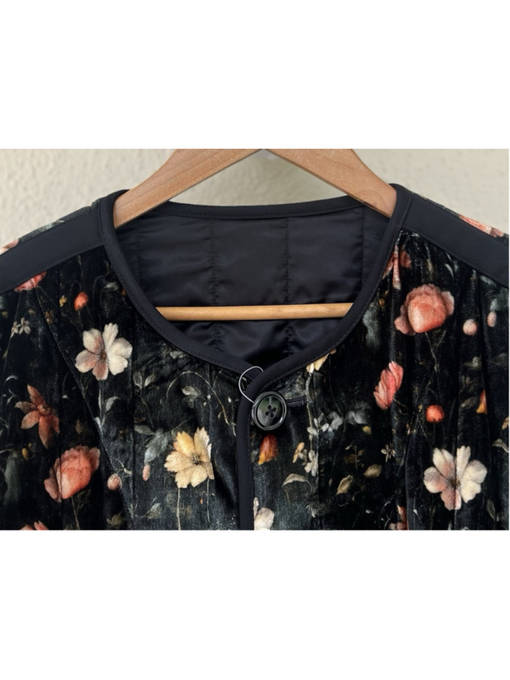 New R13 Padded Gothic Floral Velvet Liner Coat Large Multifloral Black Oversized - Picture 7 of 14